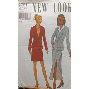 Vintage New Look 6701 Womens Blazer & Skirt Sewing Pattern Sizes 6-16 Classic